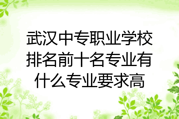 武汉中专职业学校排名前十名专业有什么专业要求高