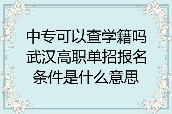 中专可以查学籍吗武汉高职单招报名条件是什么意思