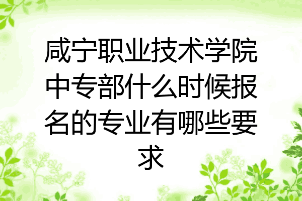 咸宁职业技术学院中专部什么时候报名的专业有哪些要求