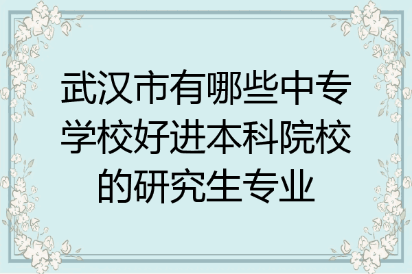 武汉市有哪些中专学校好进本科院校的研究生专业