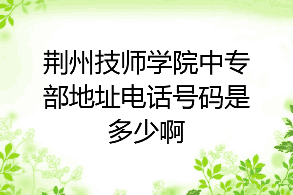 荆州技师学院中专部地址电话号码是多少啊