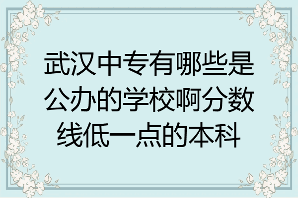 武汉中专有哪些是公办的学校啊分数线低一点的本科