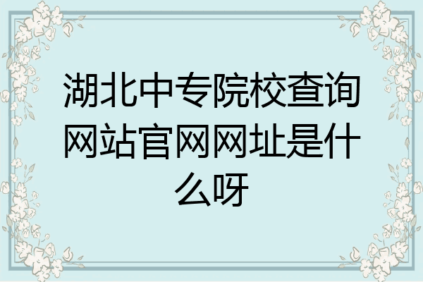 湖北中专院校查询网站官网网址是什么呀