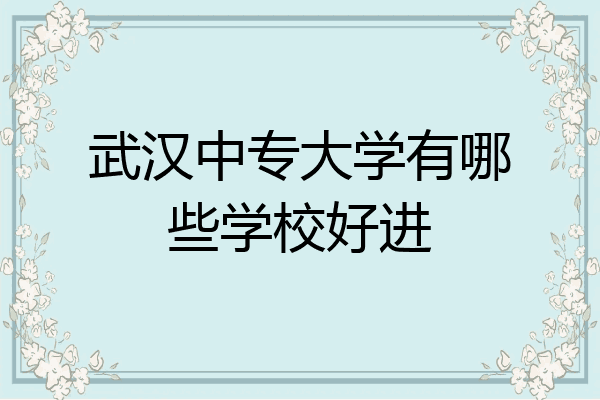 武汉中专大学有哪些学校好进