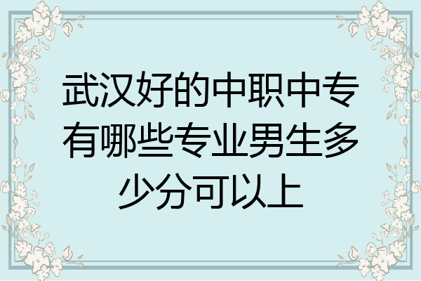武汉好的中职中专有哪些专业男生多少分可以上