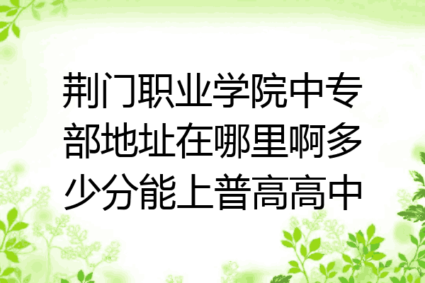 荆门职业学院中专部地址在哪里啊多少分能上普高高中