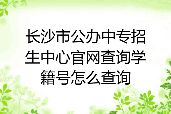 长沙市公办中专招生中心官网查询学籍号怎么查询