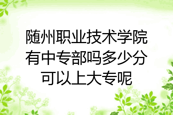 随州职业技术学院有中专部吗多少分可以上大专呢