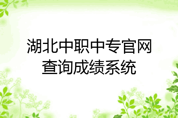 湖北中职中专官网查询成绩系统
