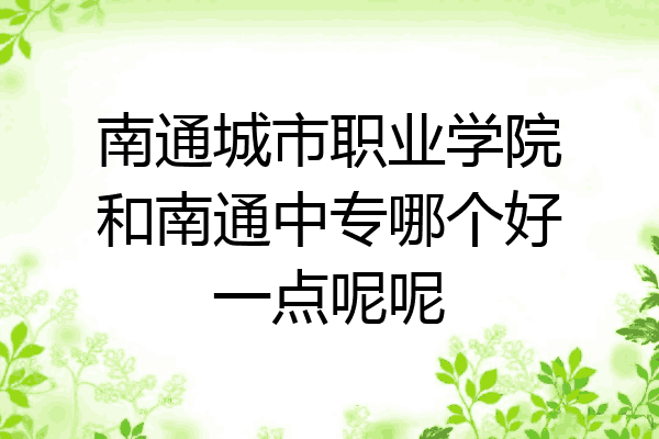 南通城市职业学院和南通中专哪个好一点呢呢