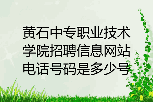 黄石中专职业技术学院招聘信息网站电话号码是多少号