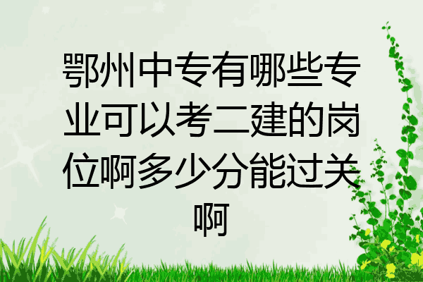 鄂州中专有哪些专业可以考二建的岗位啊多少分能过关啊