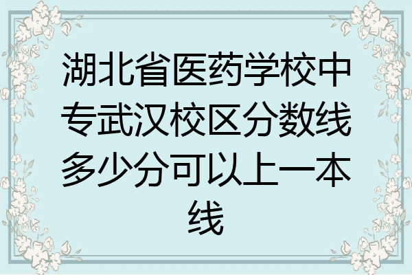 湖北省医药学校中专武汉校区分数线多少分可以上一本线