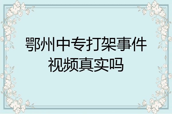 鄂州中专打架事件视频真实吗