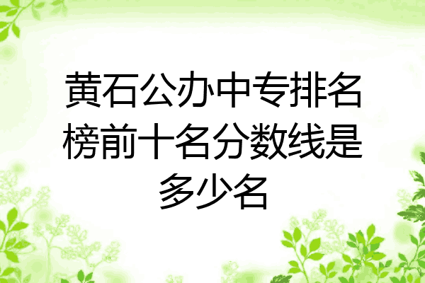 黄石公办中专排名榜前十名分数线是多少名