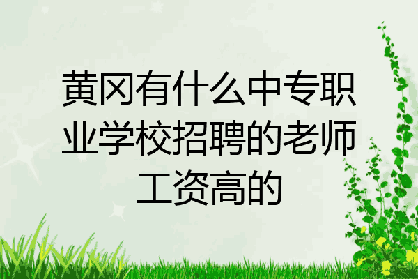 黄冈有什么中专职业学校招聘的老师工资高的