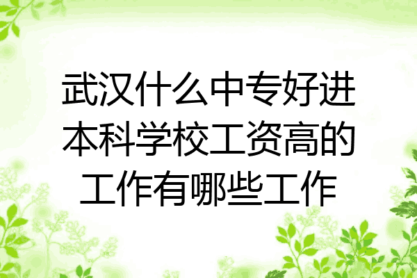武汉什么中专好进本科学校工资高的工作有哪些工作