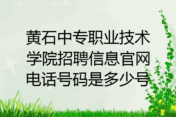 黄石中专职业技术学院招聘信息官网电话号码是多少号
