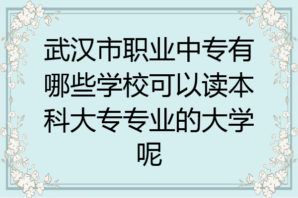 武汉市职业中专有哪些学校可以读本科大专专业的大学呢