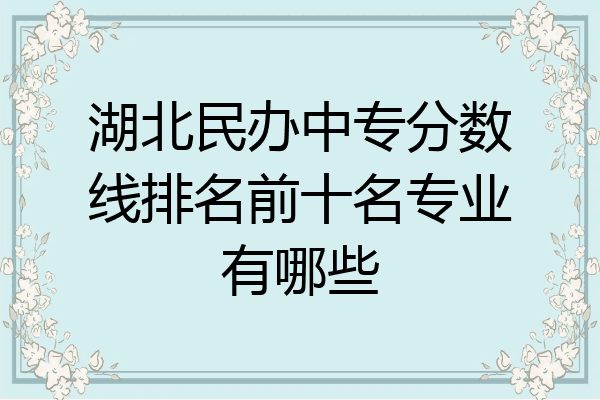 湖北民办中专分数线排名前十名专业有哪些