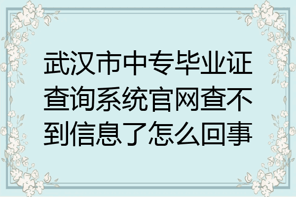 武汉市中专毕业证查询系统官网查不到信息了怎么回事