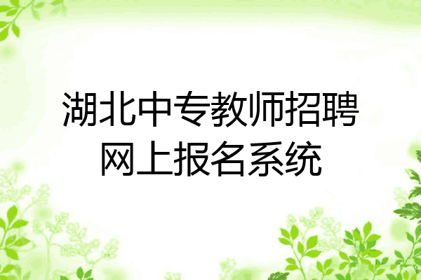 湖北中专教师招聘网上报名系统