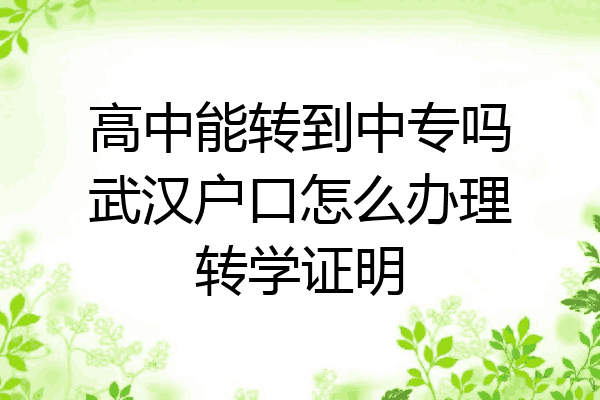 高中能转到中专吗武汉户口怎么办理转学证明