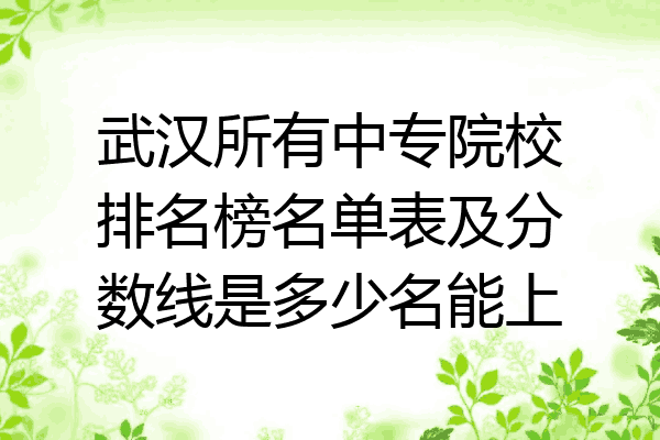 武汉所有中专院校排名榜名单表及分数线是多少名能上