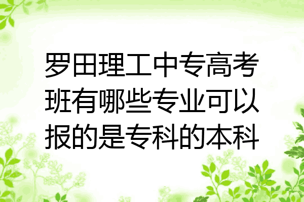 罗田理工中专高考班有哪些专业可以报的是专科的本科