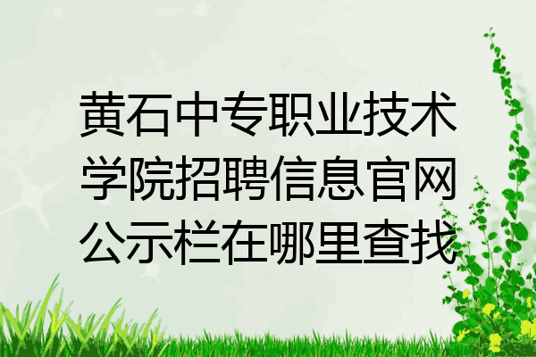 黄石中专职业技术学院招聘信息官网公示栏在哪里查找