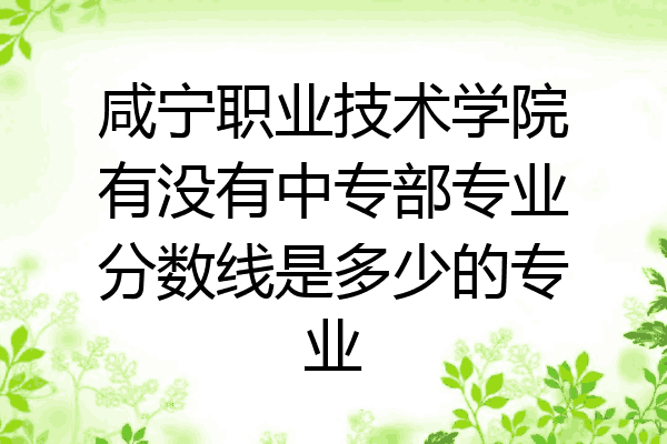 咸宁职业技术学院有没有中专部专业分数线是多少的专业