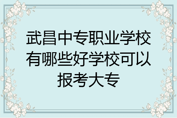 武昌中专职业学校有哪些好学校可以报考大专