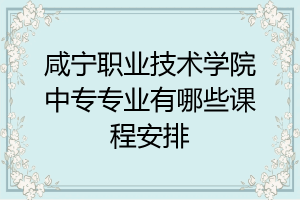 咸宁职业技术学院中专专业有哪些课程安排