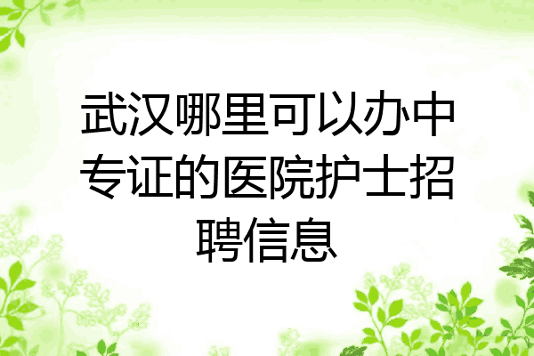 武汉哪里可以办中专证的医院护士招聘信息