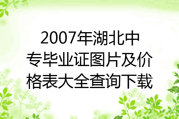 2007年湖北中专毕业证图片及价格表大全查询下载