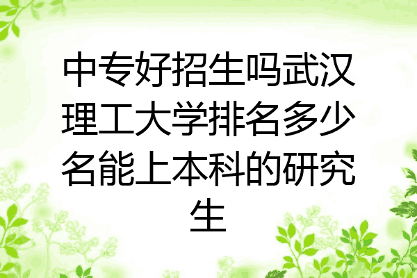 中专好招生吗武汉理工大学排名多少名能上本科的研究生