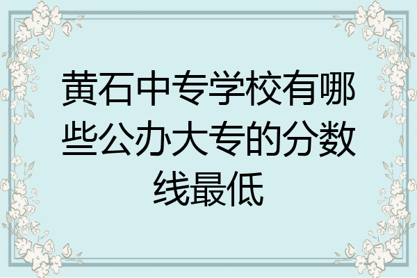 黄石中专学校有哪些公办大专的分数线最低
