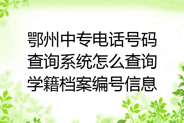 鄂州中专电话号码查询系统怎么查询学籍档案编号信息