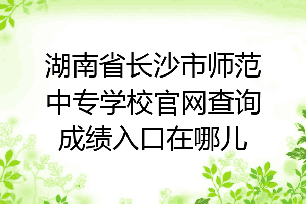 湖南省长沙市师范中专学校官网查询成绩入口在哪儿