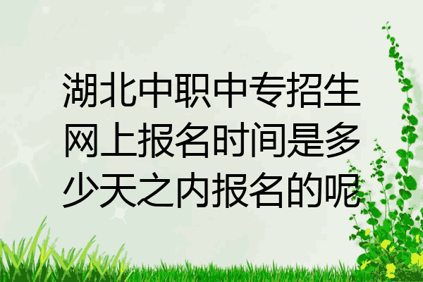 湖北中职中专招生网上报名时间是多少天之内报名的呢