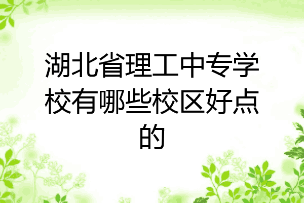 湖北省理工中专学校有哪些校区好点的