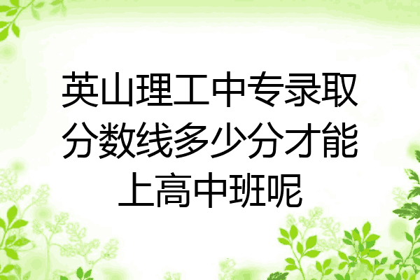 英山理工中专录取分数线多少分才能上高中班呢