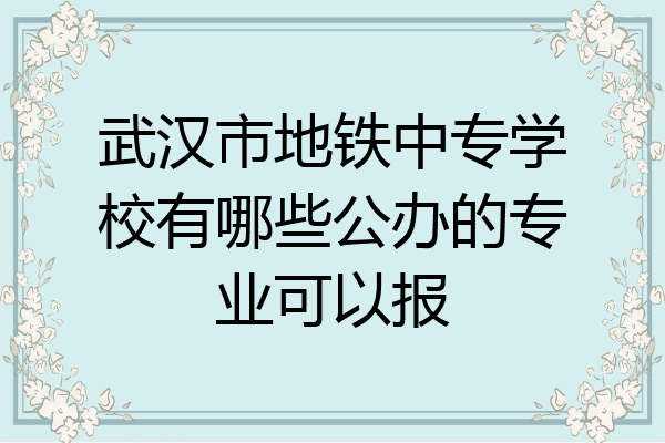 武汉市地铁中专学校有哪些公办的专业可以报