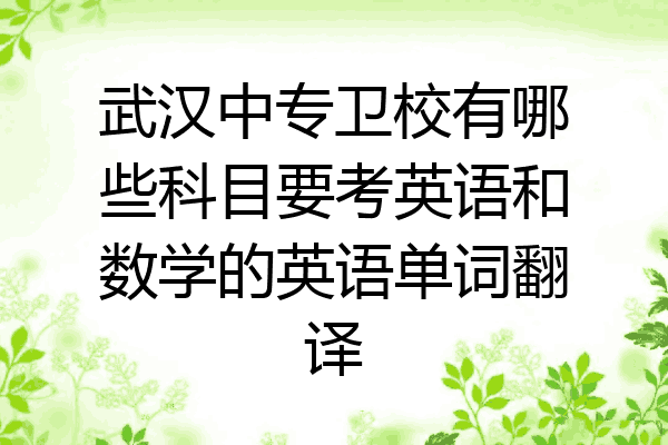 武汉中专卫校有哪些科目要考英语和数学的英语单词翻译