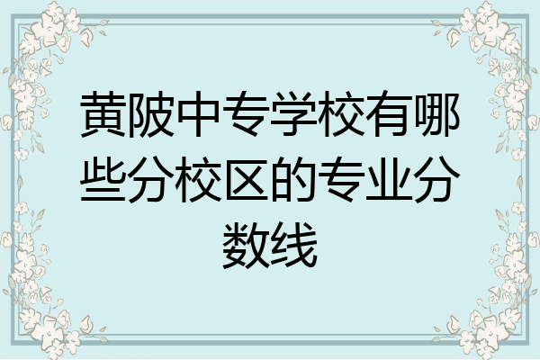 黄陂中专学校有哪些分校区的专业分数线