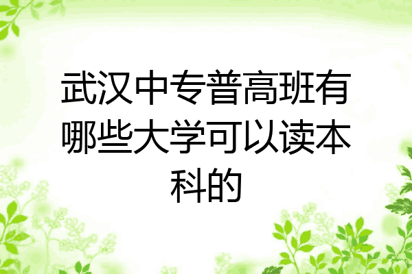 武汉中专普高班有哪些大学可以读本科的
