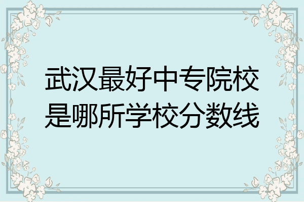 武汉最好中专院校是哪所学校分数线