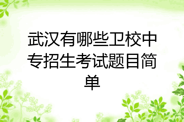 武汉有哪些卫校中专招生考试题目简单
