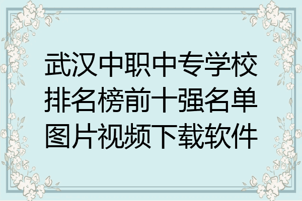 武汉中职中专学校排名榜前十强名单图片视频下载软件
