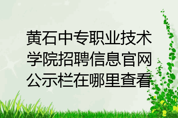 黄石中专职业技术学院招聘信息官网公示栏在哪里查看